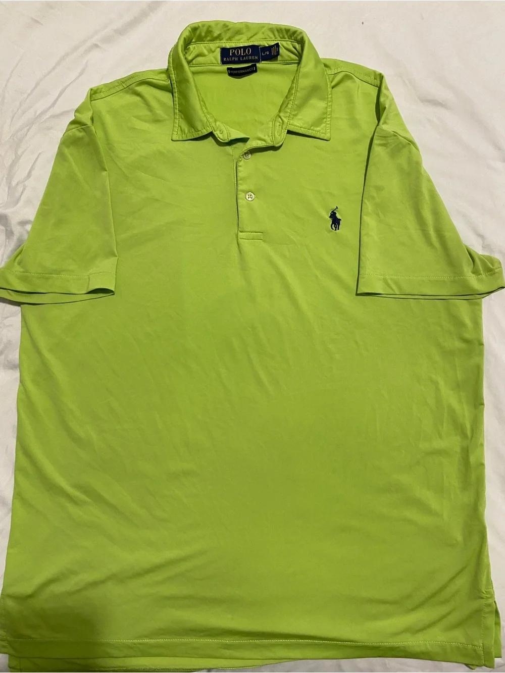 Polo Ralph Lauren Performance Men's L Regular Green Solid Polo Shirt Golf